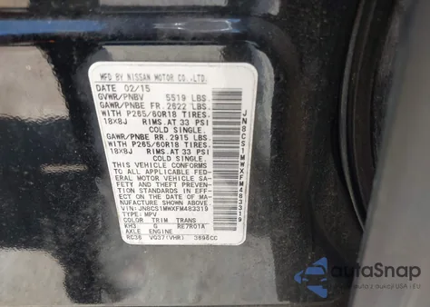 2015 Infiniti Qx70 z USA, uszkodzony, nr VIN JN8CS1MWXFM483319